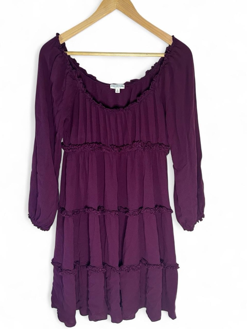 Earthbound Witchy Purple Long Sleeve Babydoll Dress